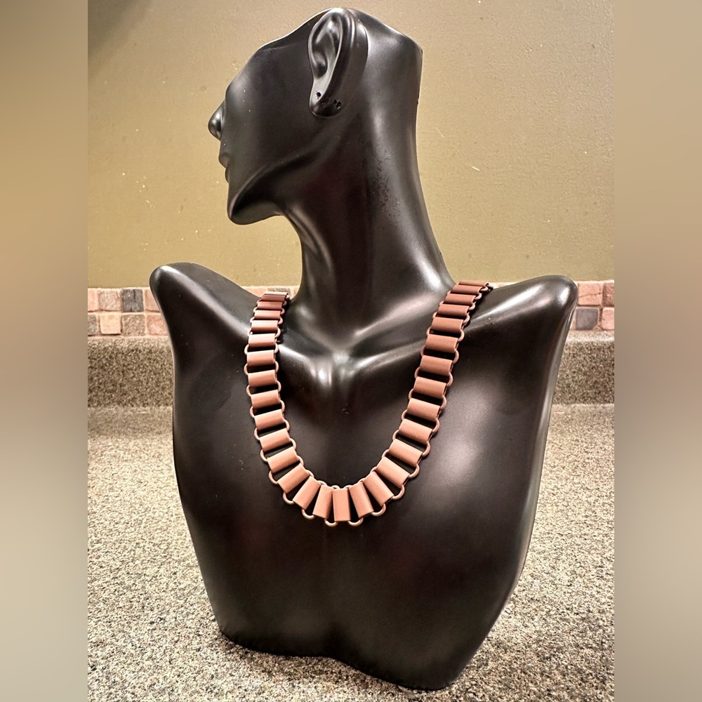 “Rihanna” Matte chocolate enamel coated necklace by Melania Clara